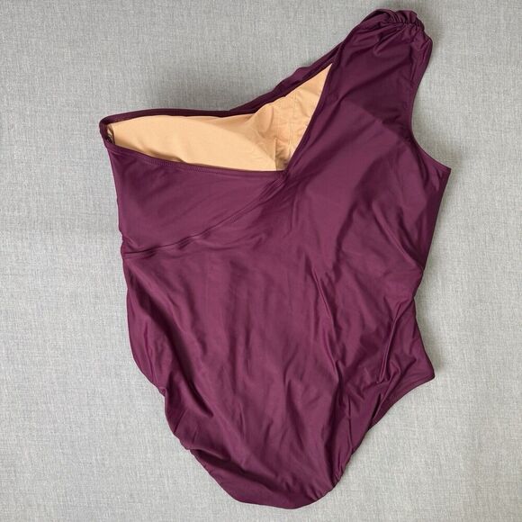 J. Crew Swimsuit Womens 24 Purple Plus One Piece One Shoulder Tropical Beach NEW - Picture 5 of 16